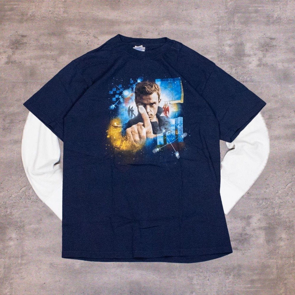 Y2K 2005 Gildan Robbie Willams Intensive Care Tour Band Navy Blue T-Shirt